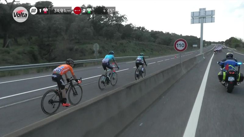 Trio climb barrier after going on wrong side of road at Volta a Catalunya