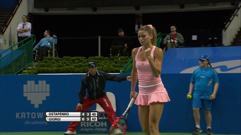 WTA Katowice: Camila Giorgi - Jelena Ostapenko: 2-0 (Özet)