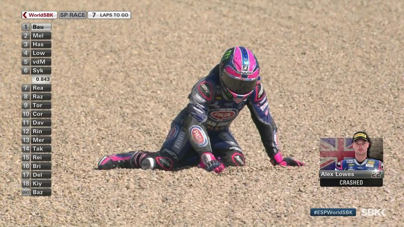 Spain :  Alex Lowes crash in the super pole race