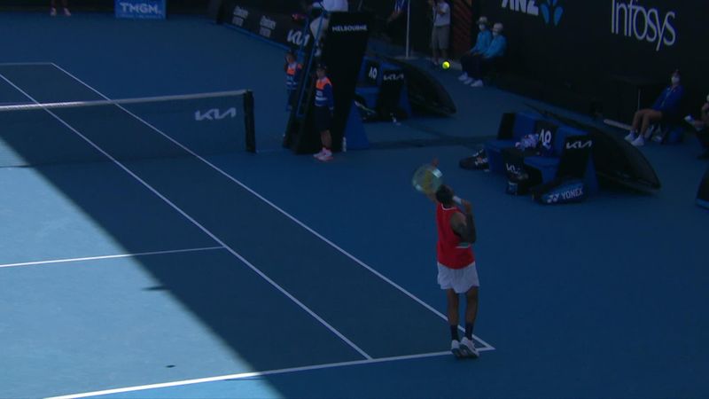Kyrgios comes up with wacky serve from tramlines, loses point