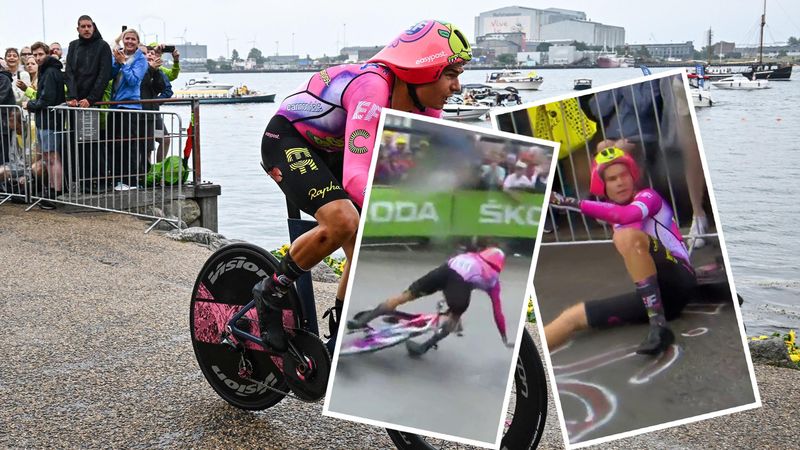 Bissegger crashes twice on wet time trial in ‘nightmare start’ in Copenhagen