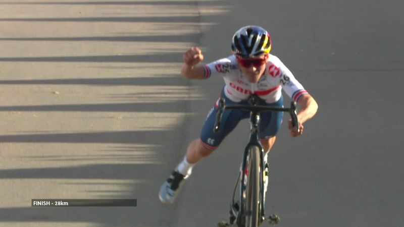 Pidcock wins world cyclo-cross title, crosses line in Superman salute