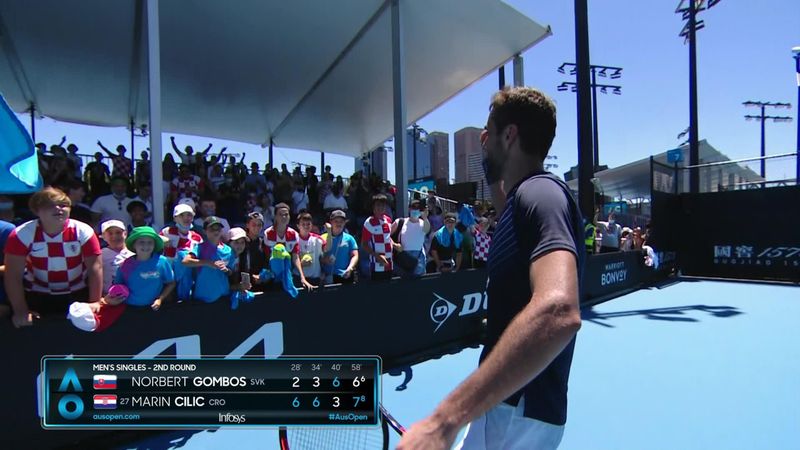 Cilic celebrates with boisterous Croatian fans after victory at Australian Open