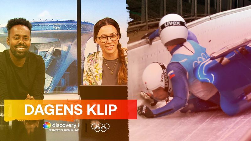 Dagens klip: Det er svært at komme op igen, for to Vinter-OL atleter der bundet fast til hinanden