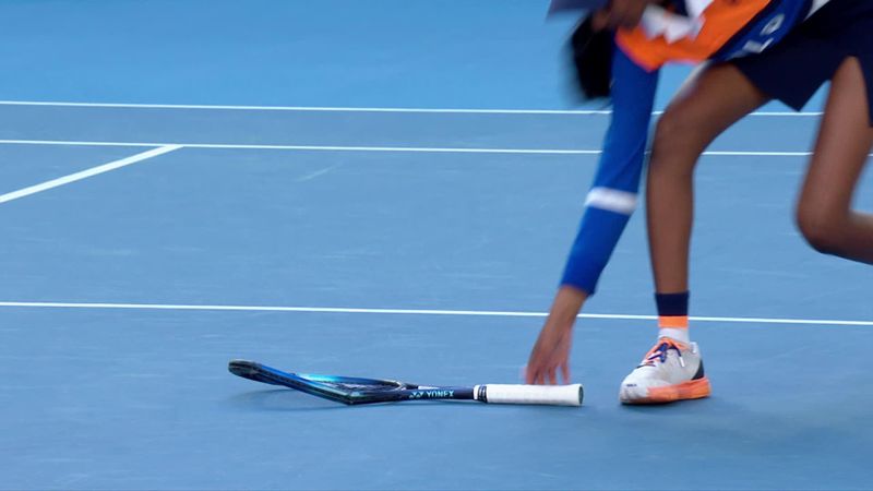 Shapovalov breaks racquet after match point against Nadal, ball kid picks it up