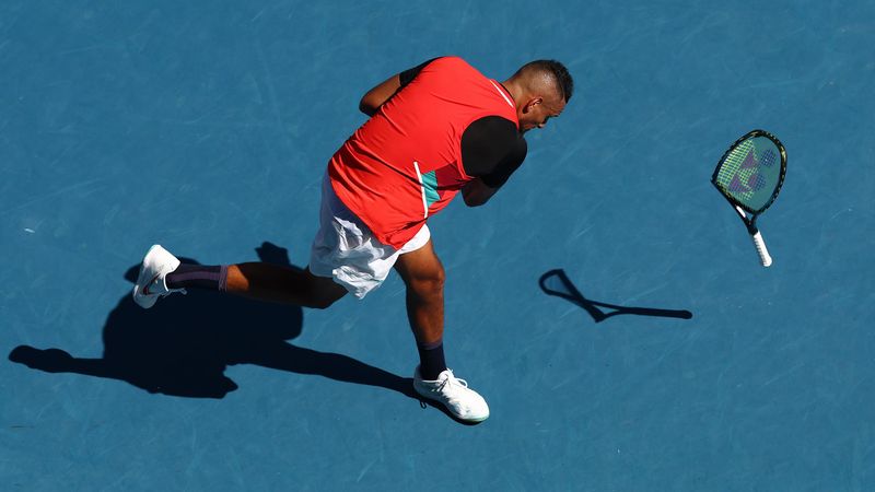 Furious Kyrgios shouts, hits board, destroys racquet in rage during semi-final