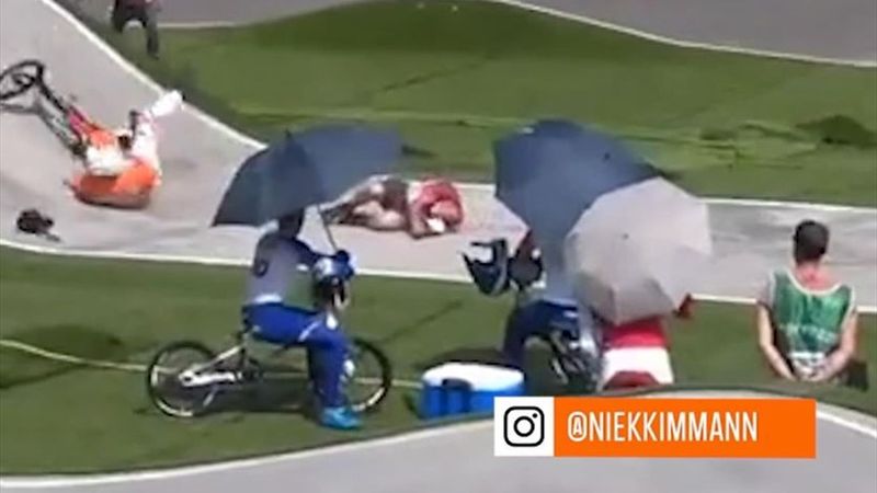 Grosse collision à l'entraînement pour un pilote de BMX néerlandais