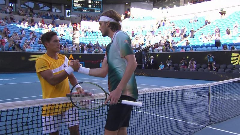Watch the moment Tsitsipas seals victory over Baez at Australian Open
