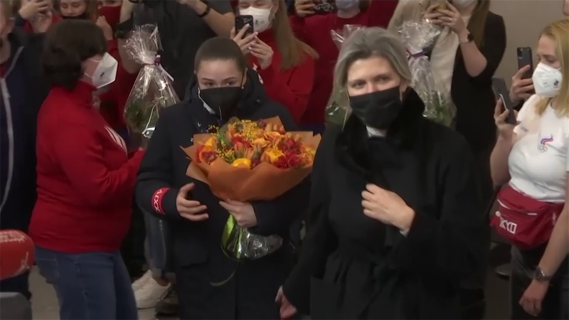 Valieva receives huge welcome home from fans on return to Russia