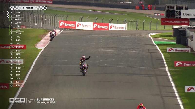 Watch dramatic final lap as Sykes seals double at Donington Park