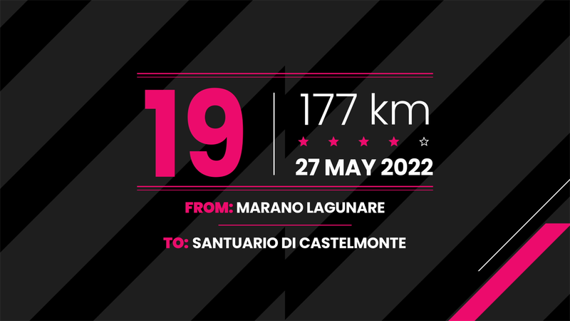 Perfil y recorrido de la 19 ª etapa: Marano Lagunare-Santuario di Castelmonte (178 km)