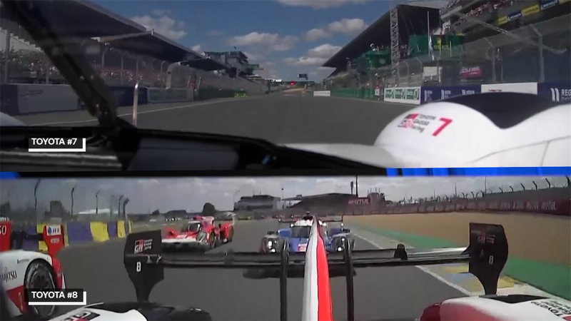 Watch the dramatic start of race through double-onboard cams at Le Mans