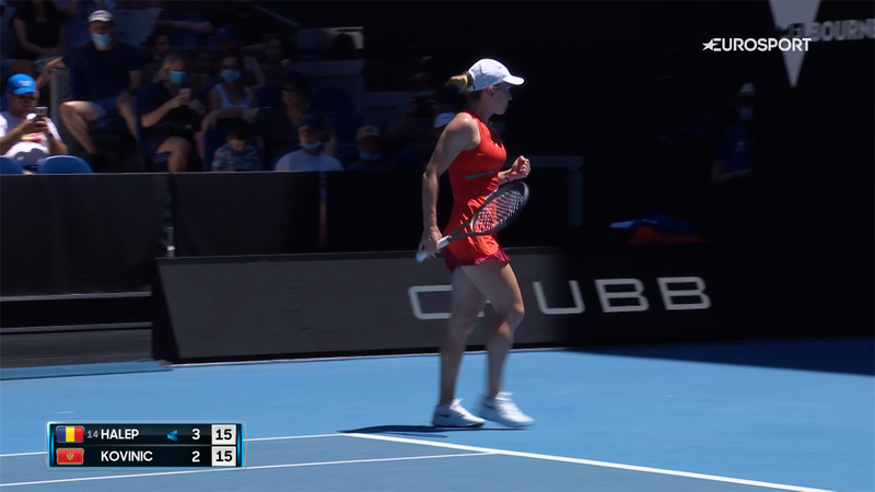 Simona Halep, contre-pied magnific în meciul cu Kovinic la Australian Open! Extraz în tribune