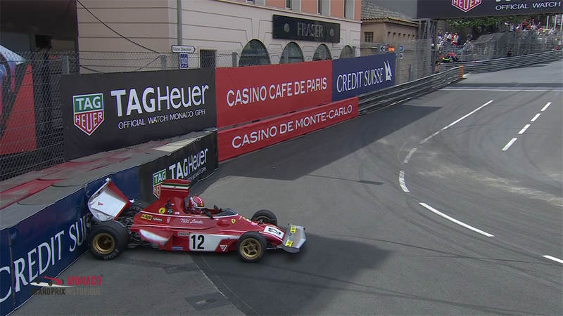 Leclerc crashes iconic Niki Lauda 1974 Ferrari during 2022 Monaco Historic event